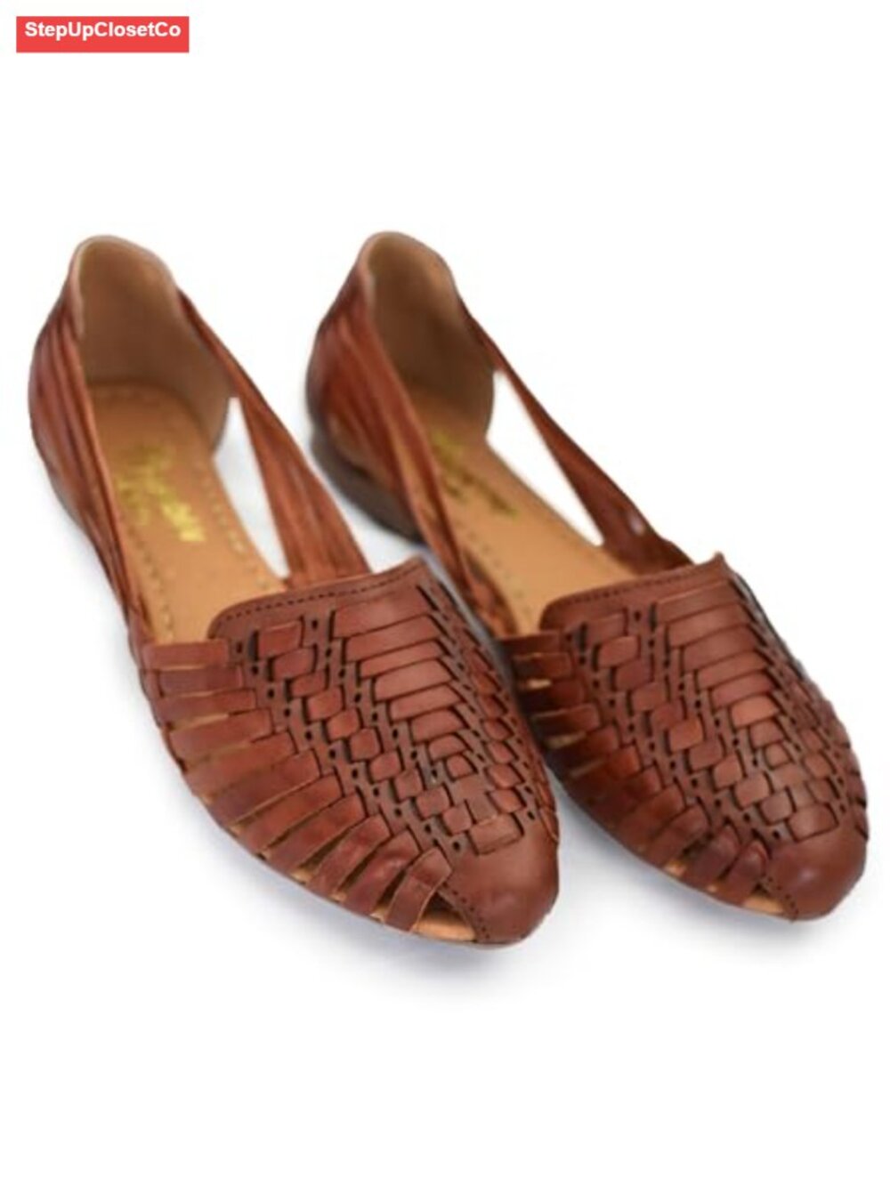 Handmade Leather Woven Flat Sandals with Ankle Strap